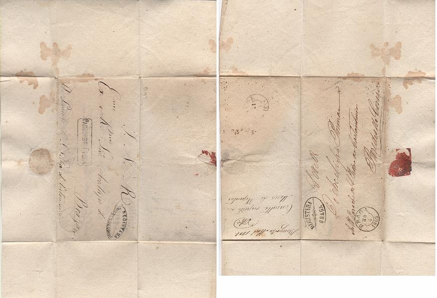 1770.jpg -     Lote:    1770            Portugal        Descrição:         Carimbos ovais de registo + nominativo. Capa de carta circulada registada, isenta de porte de Castanheira (17.04.68) para Paredes de Coura. No verso da capa utilizado como invólucro de resposta de Paredes de Coura para Braga. Carimbos batidos a preto "REGISTADA / BRAGA", "REGISTADA / PAREDES DE COURA" e "PAREDES DE COURA". MB e MR.        Carta       Valor Base:     &euro; 30,00     Valor Venda:     &euro;      