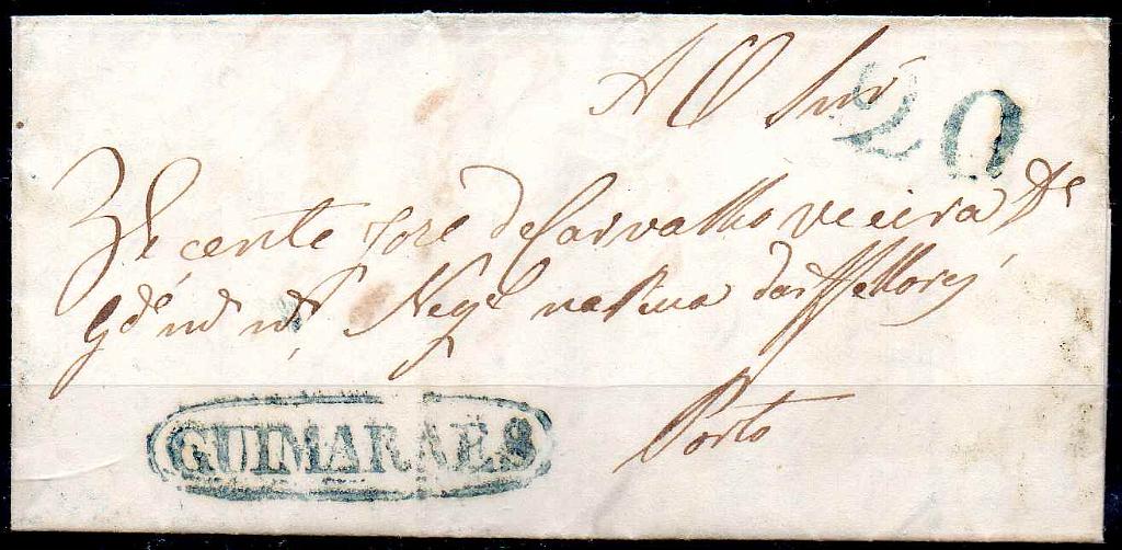 2095.jpg -     Lote:    2095      Lotes pelo Correio      Portugal       Descrição:      Guimarães &mdash;   A verde, LF GMR2 em carta datada de Guimarães (07.09.45) para o Porto com o porte de 20 reis batido a verde. Valor de catálogo &euro; 30,00.        Carta       Valor Base:     &euro; 16,00     Valor Venda:     &euro;      