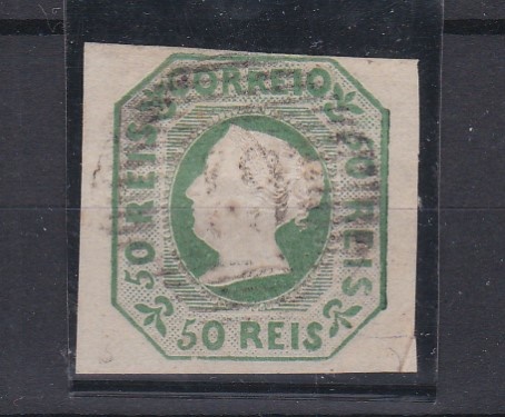 2356.jpg -     Lote:    2356      Lotes pelo Correio      Portugal       Descrição:         1853 &mdash; D. Maria II. CE3, 50 reis verde amarelo. Selo com duas margens curtas e duas de luxo. Valor de catálogo &euro; 1.800,00.        O       Valor Base:     &euro; 50,00     Valor Venda:     &euro;      