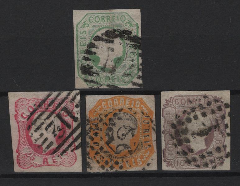 2369.jpg -     Lote:    2369      Lotes pelo Correio      Portugal       Descrição:         1855/1864 &mdash; D. Pedro V, cabelos lisos + D. Luís I. Lote com 4 selos, todos com margens curtas * 2.ª escolha. CE8, 15. 16 e 18.        O       Valor Base:     &euro; 20,00     Valor Venda:     &euro;      