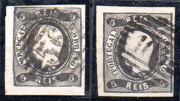 2392.jpg -     Lote:    2392      Lotes pelo Correio      Portugal       Descrição:         1866/67 &mdash; D. Luís I. Fita curva, não denteados. CE19, 5 reis, preto, cunho II, com margens normais. Lote de dois selos com numéricos "56" e "103". Valor de catálogo &euro; 40,00.        O       Valor Base:     &euro; 14,00     Valor Venda:     &euro;      