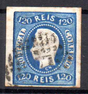 2401.jpg -     Lote:    2401      Lotes pelo Correio      Portugal       Descrição:         1866/67 &mdash; D. Luís I. Fita curva. Não denteados. CE26, 120 reis com 3 boas margens e uma curta. Valor de catálogo &euro; 130,00.        O       Valor Base:     &euro; 10,00     Valor Venda:     &euro;      