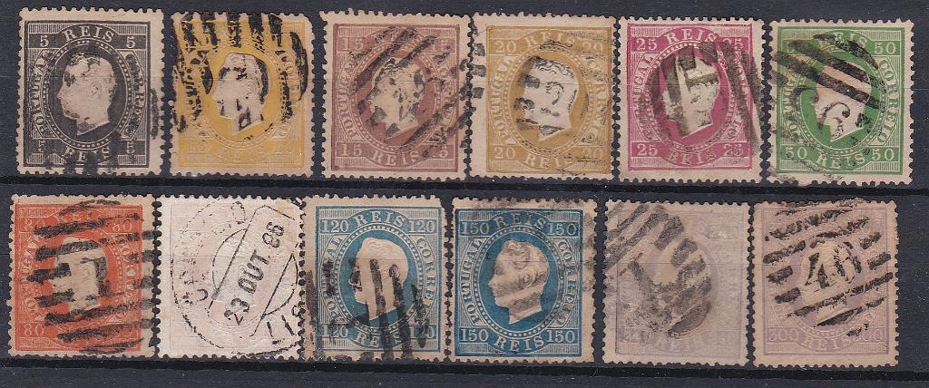 2431.jpg -     Lote:    2431      Lotes pelo Correio      Portugal       Descrição:         1870/76 &mdash; D. Luís I. Fita direita. CE36/47. Série completa em selos usados. Alguns selos com denteados irregulares e dentes curtos. Lote a ver.        O       Valor Base:     &euro; 100,00     Valor Venda:     &euro;      