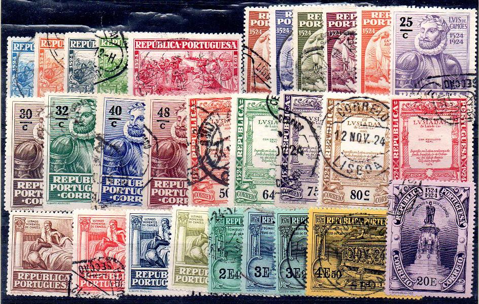 2479.jpg -     Lote:    2479      Lotes pelo Correio      Portugal       Descrição:         1924 - 4.º Centenário do Nascimento de Luís de Camões. CE 299/318, 320/327 e 329. Série incompleta. Faltam selos de 1$00 e 10$00. Valor de catálogo &euro; 105,50.        O       Valor Base:     &euro; 15,00     Valor Venda:     &euro;      