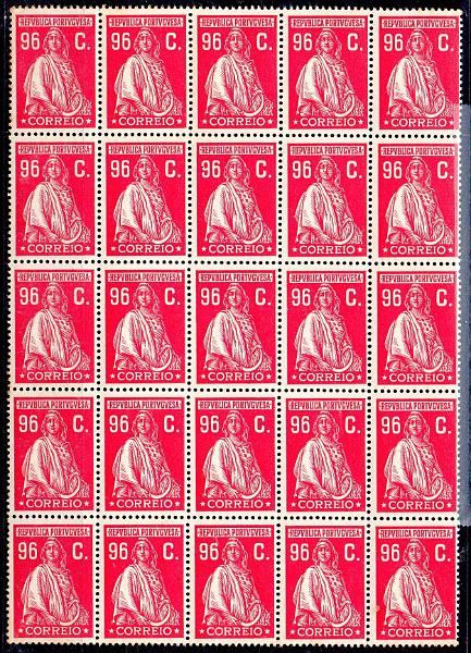 2485.jpg -     Lote:    2485      Lotes pelo Correio      Portugal       Descrição:         1926 &mdash; Ceres. Emissão Londres. CE411, 96C. Lote com 25 selos. Valor de catálogo &euro; 200,00.        ***       Valor Base:     &euro; 15,00     Valor Venda:     &euro;      