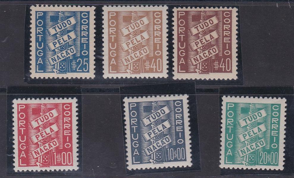 2504.jpg -     Lote:    2504      Lotes pelo Correio      Portugal       Descrição:         1935/41 &mdash; Tudo pela Nação. CE 570/74. Série completa. Valor de catálogo &euro; 241,00.        ***       Valor Base:     &euro; 24,00     Valor Venda:     &euro;      