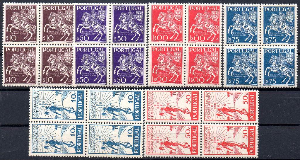 2508.jpg -     Lote:    2508      Lotes pelo Correio      Portugal       Descrição:         1943/44 &mdash; 1.º Congresso de Ciências Agrárias + 3.ª Exposição Filatélica Portuguesa. CE634/39. As duas séries completas em quadras com goma original sem sinal de charneira. Valor de catálogo &euro; 108,00.        ***       Valor Base:     &euro; 10,00     Valor Venda:     &euro;      