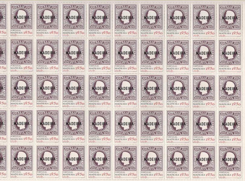 2550.jpg -     Lote:    2550      Lotes pelo Correio      Portugal       Descrição:         1980 &mdash; Evocação da Primeira Emissão da Madeira. Lote composto pela série completa em folhas de 50 selos CE 1454/55 + Bloco BLC30 + 2 FDC's com carimbos de Lisboa e Funchal. Valor de catálogo &euro; 113,10.        Lote       Valor Base:     &euro; 10,00     Valor Venda:     &euro;      