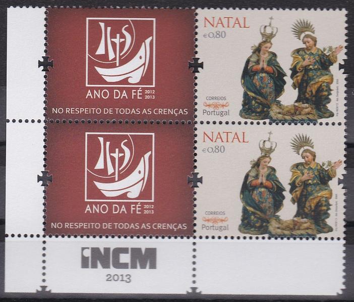 2581.jpg -     Lote:    2581      Lotes pelo Correio      Portugal       Descrição:         2013 &mdash; Natal - " Ano da Fé 2012/2013 - No Respeito de todas as crenças". CE4399A. Valor de catálogo &euro; 6,00.        ***       Valor Base:     &euro; 5,00     Valor Venda:     &euro;      