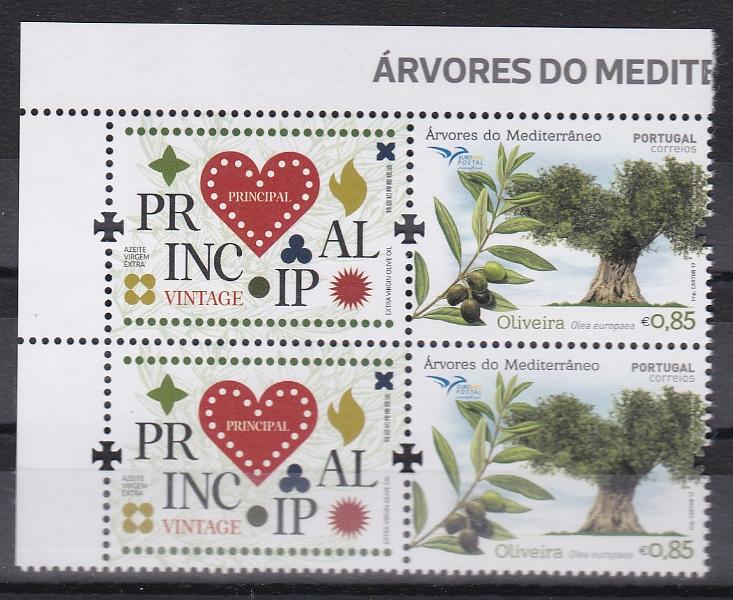 2583.jpg -     Lote:    2583      Lotes pelo Correio      Portugal       Descrição:         2017 &mdash; Árvores do Mediterrâneo * Azeite Principal. CE4868A. Par vertical de selos.        ***       Valor Base:     &euro; 5,00     Valor Venda:     &euro;      