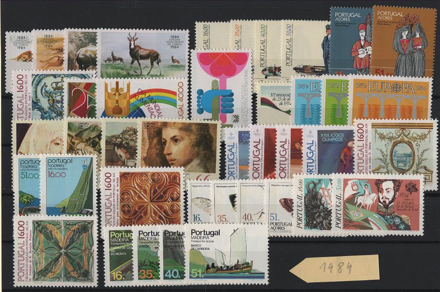 2585.jpg -     Lote:    2585      Lotes pelo Correio      Portugal       Descrição:         1984 &mdash; Ano completo com 41 selos. Valor de catálogo &euro; 123,90.        ***       Valor Base:     &euro; 12,00     Valor Venda:     &euro;      