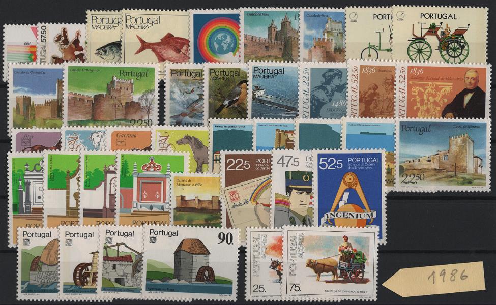 2587.jpg -     Lote:    2587      Lotes pelo Correio      Portugal       Descrição:         1986 &mdash; Ano completo com 40 selos. Valor de catálogo &euro; 123,00        ***       Valor Base:     &euro; 12,00     Valor Venda:     &euro;      