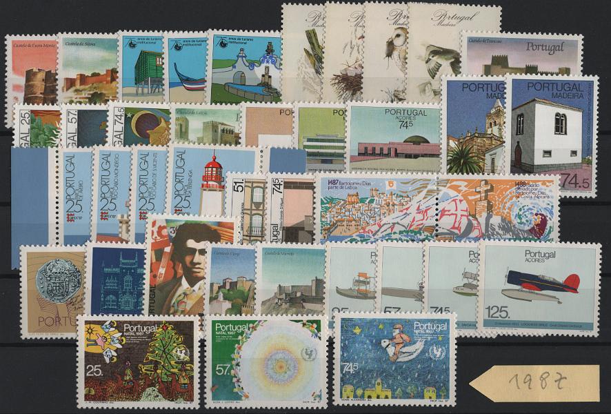 2588.jpg -     Lote:    2588      Lotes pelo Correio      Portugal       Descrição:         1987 &mdash; Ano completo com 39 selos. Valor de catálogo &euro; 117,00.        ***       Valor Base:     &euro; 12,00     Valor Venda:     &euro;      
