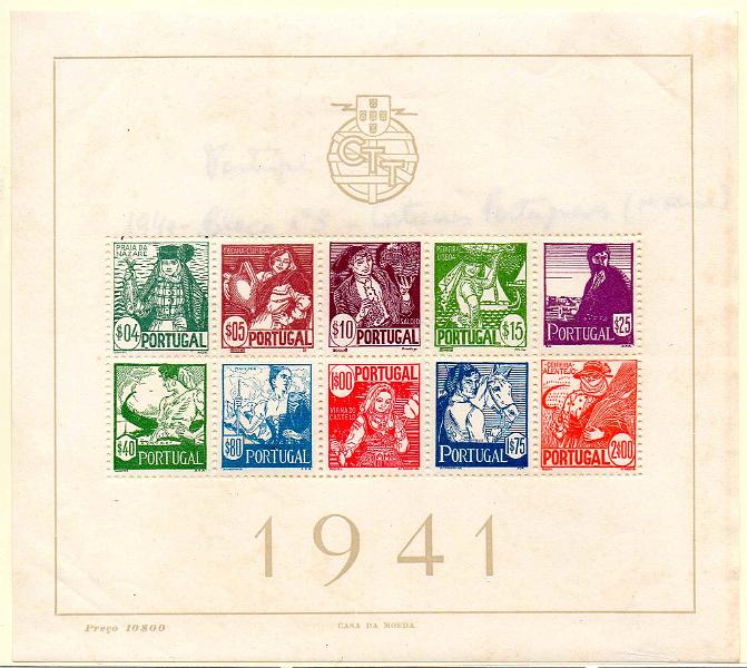 2650.jpg -     Lote:    2650      Lotes pelo Correio      Portugal       Descrição:         1941 &mdash; Costumes Portugueses * 1.ª emissão. CE BLC4. Bloco com goma não original. Valor de catálogo &euro; 230,00.        BLC(*)       Valor Base:     &euro; 22,00     Valor Venda:     &euro;      