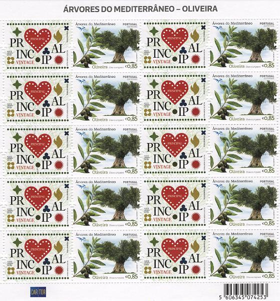 2693.jpg -     Lote:    2693      Lotes pelo Correio      Portugal       Descrição:         2018 &mdash; Árvores do mediterrâneo - Oliveira. CE FSC17. Folha completa.        FSC***       Valor Base:     &euro; 30,00     Valor Venda:     &euro;      