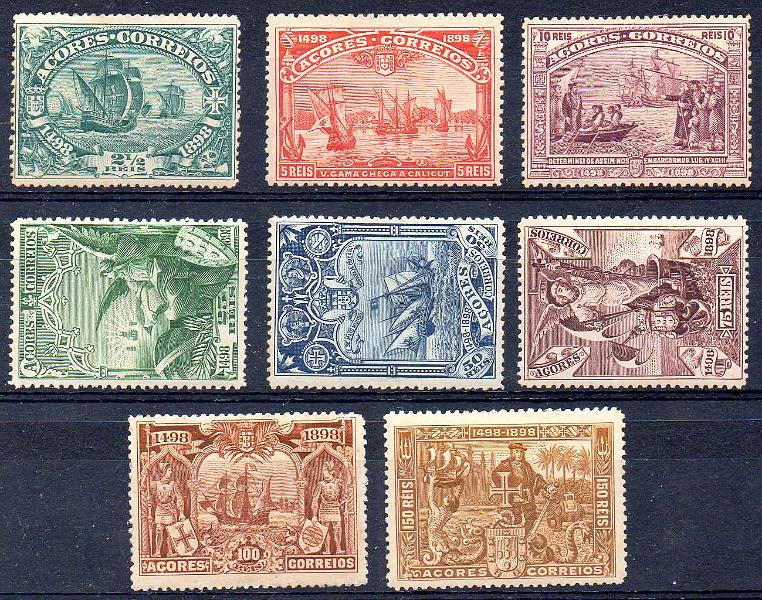 2729.jpg -     Lote:    2729      Lotes pelo Correio      Açores       Descrição:         1898 &mdash; 4.º Centenário do Descobrimento do Caminho Marítimo para a Índia. CE 88/95. Valor de catálogo &euro; 150,00.        **       Valor Base:     &euro; 10,00     Valor Venda:     &euro;      