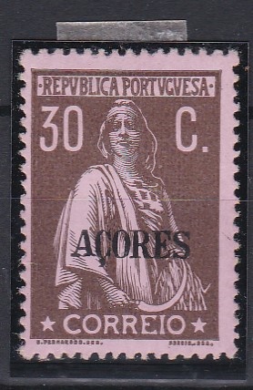 2735.jpg -     Lote:    2735      Lotes pelo Correio      Açores       Descrição:         1912/13 &mdash; Ceres. Selos do Continente, com sobrecarga AÇORES. CE161, 30C. Valor de catálogo &euro; 105,00.        **       Valor Base:     &euro; 12,00     Valor Venda:     &euro;      
