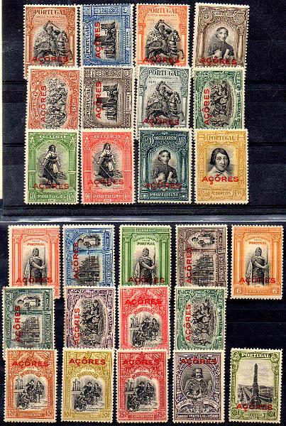 2737.jpg -     Lote:    2737      Lotes pelo Correio      Açores       Descrição:         1926/27 &mdash; Independência de Portugal * 1.ª e 2.ª emissões do Continente com a sobrecarga AÇORES. CE 240/253 + 254/265. As duas séries completas. Valor de catálogo &euro; 61,00.        **       Valor Base:     &euro; 10,00     Valor Venda:     &euro;      