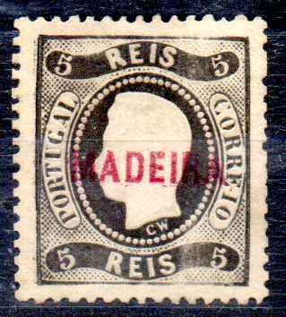 2742.jpg -     Lote:    2742      Lotes pelo Correio      Madeira       Descrição:         1868/70 &mdash; D. Luís I. Fita curva, denteados. CE5, 5 reis. Valor de catálogo &euro; 85,00.        *       Valor Base:     &euro; 8,00     Valor Venda:     &euro;      