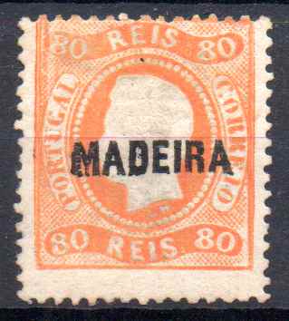 2744.jpg -     Lote:    2744      Lotes pelo Correio      Madeira       Descrição:         1868/70 &mdash; D. Luís I. Fita curva, denteados. CE10, 80 reis. Valor de catálogo &euro; 280,00.        (*)       Valor Base:     &euro; 15,00     Valor Venda:     &euro;      
