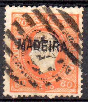 2745.jpg -     Lote:    2745      Lotes pelo Correio      Madeira       Descrição:         1868/70 &mdash; D. Luís I. Fita curva, denteados. CE10, 80 reis. Valor de catálogo &euro; 250,00.        O       Valor Base:     &euro; 10,00     Valor Venda:     &euro;      