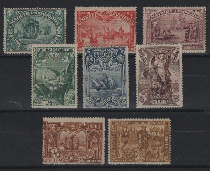 2757.jpg -     Lote:    2757      Lotes pelo Correio      Madeira       Descrição:         1898 &mdash; 4.º Centenário do Descobrimento do Caminho Marítimo para a Índia. CE 33/40. Série completa. Valor de catálogo &euro; 101,00.        **       Valor Base:     &euro; 10,00     Valor Venda:     &euro;      