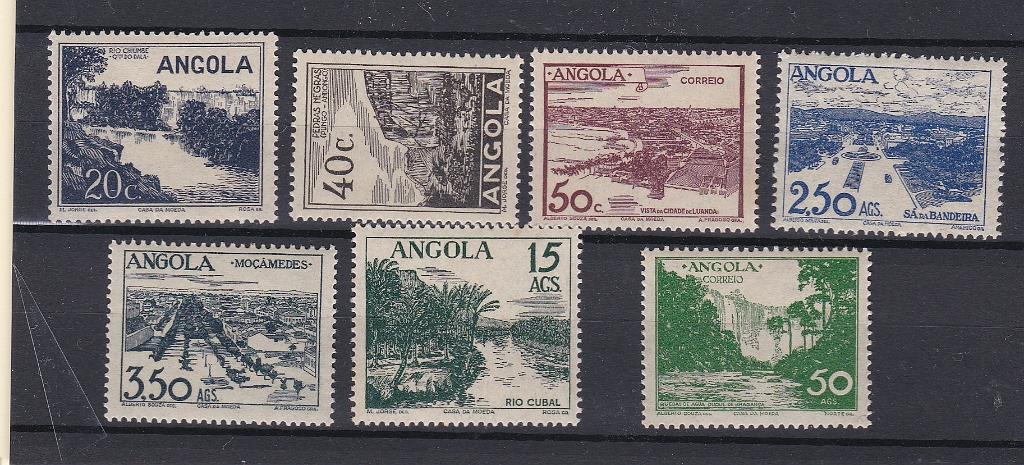2766.jpg -     Lote:    2766      Lotes pelo Correio      Angola       Descrição:         1949 &mdash; Vistas de Angola. CE 311/317. Série completa. Valor de catálogo &euro; 180,00.        **       Valor Base:     &euro; 20,00     Valor Venda:     &euro;      
