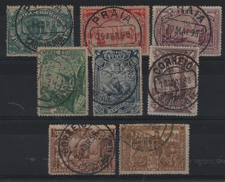 2778.jpg -     Lote:    2778      Lotes pelo Correio      Cabo Verde       Descrição:         1898 &mdash; 4.º Centenário do Descobrimento do Caminho Marítimo para a Índia. Emissão de África. CE 1/8. Série completa toda usada em CABO VERDE. Valor de catálogo &euro; 80,00.        O       Valor Base:     &euro; 12,00     Valor Venda:     &euro;      