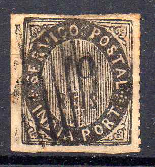 2797.jpg -     Lote:    2797      Lotes pelo Correio      Índia       Descrição:         1871 &mdash; Nativos. Tipo II. CE8, 10 reis. Papel avergoado. Valor de catálogo &euro; 70,00.        O       Valor Base:     &euro; 14,00     Valor Venda:     &euro;      