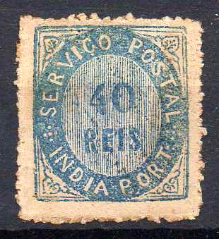 2798.jpg -     Lote:    2798      Lotes pelo Correio      Índia       Descrição:         1871 &mdash; Nativos. Tipo II. CE10, 40 reis, papel espesso. Selo sujo. Valor de catálogo &euro; 155,00. Lote a ver.        *       Valor Base:     &euro; 25,00     Valor Venda:     &euro;      