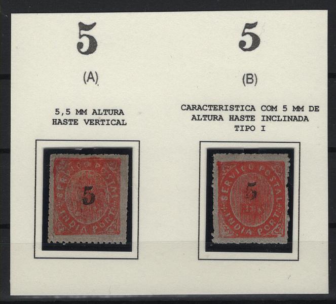 2801.jpg -     Lote:    2801      Lotes pelo Correio      Índia       Descrição:         1881 &mdash; Tipo Nativos, com sobretaxa. Tipo ID. CE64, 5 s/ 20 reis, laranja vermelho. Dois selos com as sobrecargas Tipo A e tipo B. Valor de catálogo &euro; 14,00.        **       Valor Base:     &euro; 5,00     Valor Venda:     &euro;      