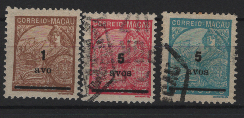 2830.jpg -     Lote:    2830      Lotes pelo Correio      Macau       Descrição:         1940 &mdash; Tipo Padrões, com sobretaxa. CE 306/308. Série completa. Valor de catálogo &euro; 90,00.        O       Valor Base:     &euro; 18,00     Valor Venda:     &euro;      
