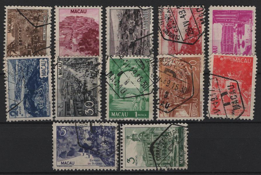 2831.jpg -     Lote:    2831      Lotes pelo Correio      Macau       Descrição:         1948 &mdash; Motivos locais. CE 327/338. Série completa. Valor de catálogo &euro; 120,00.        O       Valor Base:     &euro; 24,00     Valor Venda:     &euro;      