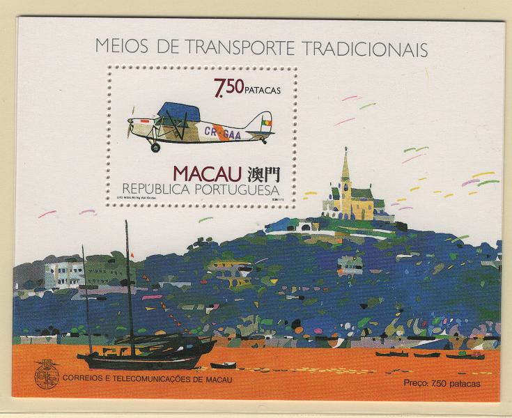 2870.jpg -     Lote:    2870      Lotes pelo Correio      Macau       Descrição:         1989 &mdash; Meios de Transportes Tradicionais * Hidroaviões. CE BLC 11. Lote com 6 blocos. Valor de catálogo &euro; 180,00.        BLC***       Valor Base:     &euro; 15,00     Valor Venda:     &euro;      
