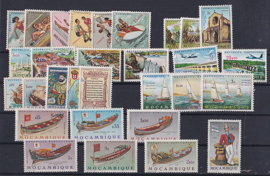 2905.jpg -     Lote:    2905      Lotes pelo Correio      Moçambique       Descrição:         1962/73 &mdash; Desportos + Correio Aéreo + Galeotas + Pedro Alvares Cabral + Camões + Vauriens. Lote com seis séries completas. Valor de catálogo &euro; 31,60.        ***       Valor Base:     &euro; 4,00     Valor Venda:     &euro;      