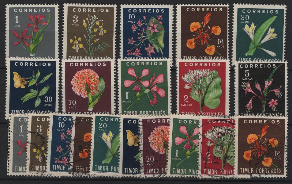 2951.jpg -     Lote:    2951      Lotes pelo Correio      Timor       Descrição:         1950 &mdash; Flores Tropicais. CE 275/284. Duas séries completas uma em novo e outra em usado. Valor de catálogo &euro; 182,00.        **/O       Valor Base:     &euro; 25,00     Valor Venda:     &euro;      