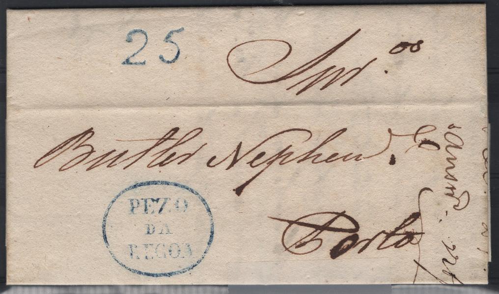 0037.jpg -     Lote:    37                   Descrição:         Peso da Régua &mdash; A azul, PRG3 em carta datada da Régua (25.03.38) para o Porto, com o porte de 25 reis batido a azul. Valor de catálogo &euro; 100,00.         Carta       Valor Base:     &euro; 36,00     Valor Venda:     &euro;      