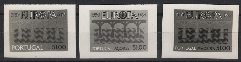 0411.jpg -     Lote:    411            Portugal       Descrição:         1984 &mdash; Europa CEPT * Açores, Madeira e Portugal. MF1656/58. Provas fotográficas a preto e branco, não denteadas.         PRV       Valor Base:     &euro; 15,00     Valor Venda:     &euro;      