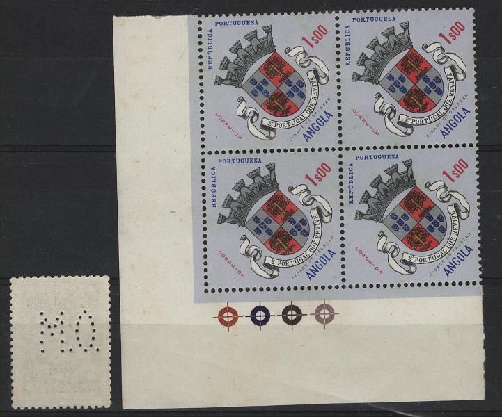 0541.jpg -     Lote:    541            Angola       Descrição:         1963/1972 &mdash; Brasões de Angola + Imposto Postal * Povoamento. Lote com quadra de 1$00 MF440, com erro no 2.º selo "J" em vez "I" em "REVIVE + MF IP22 com perfuração "M.O. &mdash; MOBIL OIL".         ***/O       Valor Base:     &euro; 8,00     Valor Venda:     &euro;      