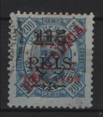 0595.jpg -     Lote:    595            S. Tomé e Príncipe       Descrição:         1923 &mdash; D. Carlos I, tipo Diogo Neto. Selos de 1915, com sobretaxa. MF263, 10c s/ 115 s/ 200 reis. Selo sem impressão da palavra "DEZ" da sobretaxa. Valor de catálogo &euro; 60.00.         O       Valor Base:     &euro; 12,00     Valor Venda:     &euro;      