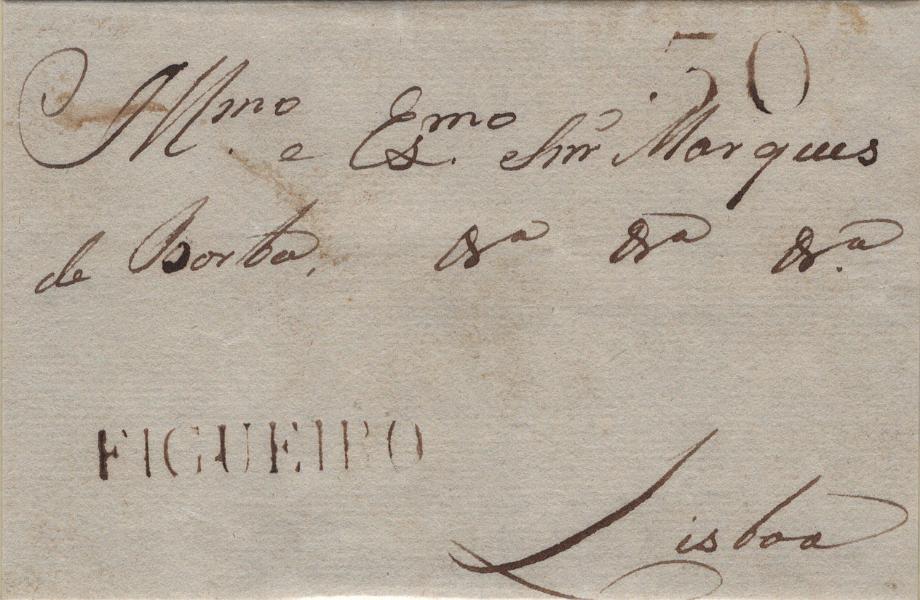 0024.jpg -     Lote:    24            Portugal       Descrição:         Figueiró &mdash; A sépia, LF FVN1 em capa de carta, não datada, remetida de Figueiró para Lisboa com o porte de 30 reis batido a sépia.         Carta       Valor Base:     &euro; 50,00     Valor Venda:     &euro;      