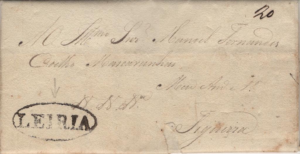 0034.jpg -     Lote:    34            Portugal       Descrição:         Leiria &mdash; A preto, LF LRA4 em carta circulada da Marinha Grande (05.07.32) para a Figueira da Foz, com o porte de 20 reis manuscrito a sépia. Exemplar raro.         Carta       Valor Base:     &euro; 300,00     Valor Venda:     &euro;      
