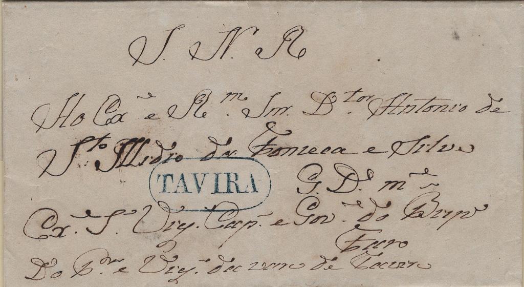 0067.jpg -     Lote:    67            Portugal       Descrição:         Tavira &mdash; A azul, LF TVR5 em carta remetida de Tavira (16.10.35) para Faro, isenta de porte. Exemplar sem defeitos nem reparações.         Carta       Valor Base:     &euro; 40,00     Valor Venda:     &euro;      
