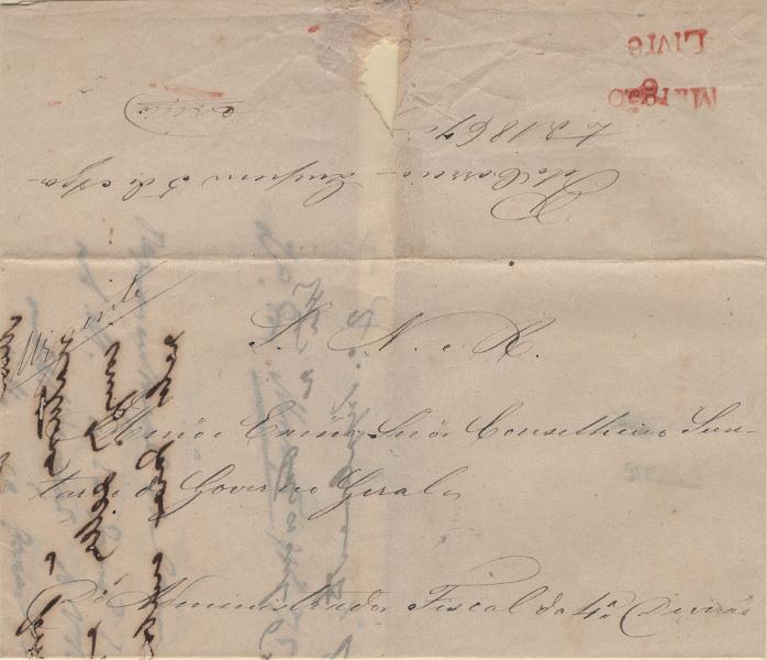 0079.jpg -     Lote:    79            Índia       Descrição:         Margão / Livre &mdash; A vermelho, LF MRG1 e MRG-F1 em carta datada de Quepém (05.08.67) para Goa, isenta de porte. Exemplar raro, muito bem conservado.         Carta       Valor Base:     &euro; 1.000,00     Valor Venda:     &euro;      