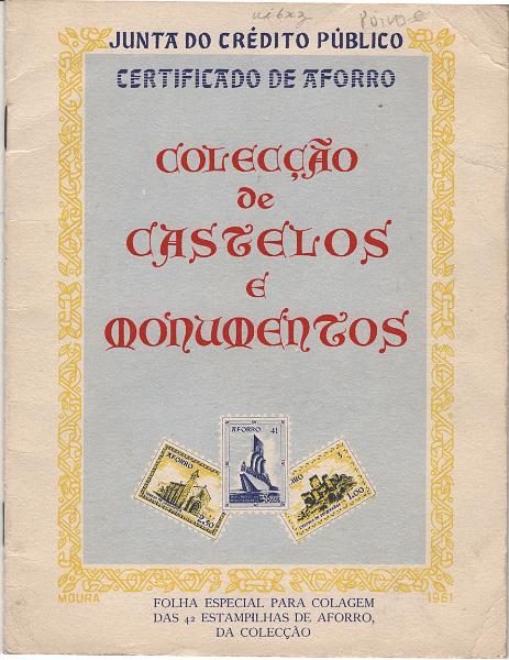 0231.jpg -     Lote:    231            Vinhetas        Descrição:         Vinhetas. Portugal. Certificados de Aforro. Caderneta com a coleção de CASTELOS E MONUMENTOS", completa com vinhetas de 1$00 (30), 2$50 (10), 5$00 e 10$00. Rara.         Lote       Valor Base:     &euro; 30,00     Valor Venda:     &euro;      