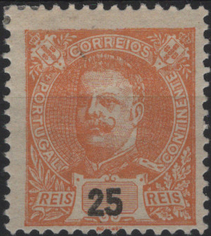 0650.jpg -     Lote:    650            Portugal       Descrição:         1895/96 &mdash; D. Carlos I. Prova de cor em laranja, denteada, com a taxa de 25 reis. Cor não aprovada para esta taxa.         PRV       Valor Base:     &euro; 10,00     Valor Venda:     &euro;      