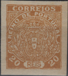 0694.jpg -     Lote:    694            Portugal       Descrição:         1919 &mdash; Escudo Nacional Monárquico. Não emitidos. Prova de cor de 20 reis em amarelo, não denteada, papel liso médio. Valor de catálogo &euro; 100,00.         PRV       Valor Base:     &euro; 15,00     Valor Venda:     &euro;      