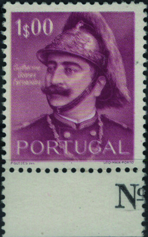 0770.jpg -     Lote:    770            Portugal       Descrição:         1953 &mdash; 1.º Centenário do Nascimento de Guilherme Gomes Fernandes. Mf780, 1$00. Exemplar com DUPLA impressão.         ***       Valor Base:     &euro; 40,00     Valor Venda:     &euro;      