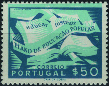 0772.jpg -     Lote:    772            Portugal       Descrição:         1954 &mdash; Campanha de Educação Popular. Mf796, $50 azul e azul claro. Exemplar com goma original e charneira com DESLOCAÇÃO acentuada da cor azul claro. B e R. Não catalogado.         **       Valor Base:     &euro; 15,00     Valor Venda:     &euro;      