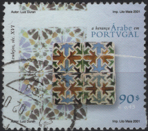 0788.jpg -     Lote:    788            Portugal       Descrição:         2001 &mdash; A Herança Árabe em Portugal. MF 2757, 90$ / &euro; 0,45. Selo com o denteado muito DESLOCADO.         O       Valor Base:     &euro; 20,00     Valor Venda:     &euro;      